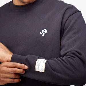 Bandit Cotton Fleece Abstract Grid Crewneck Black - achilles heel