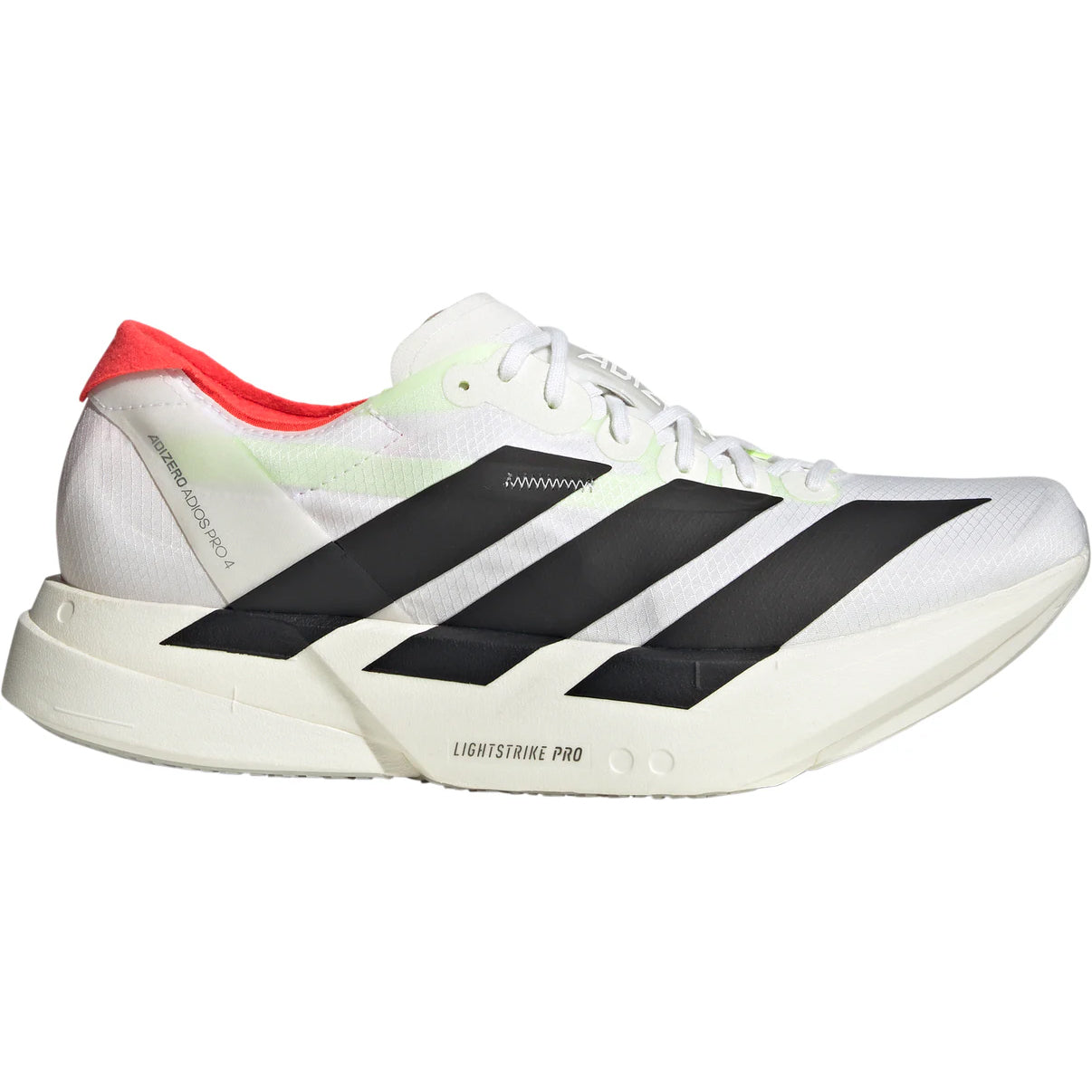 Mens's Adizero Adios Pro 4 Running Shoes Cloud White / Core Black / Silver Metallic - Achilles Heel