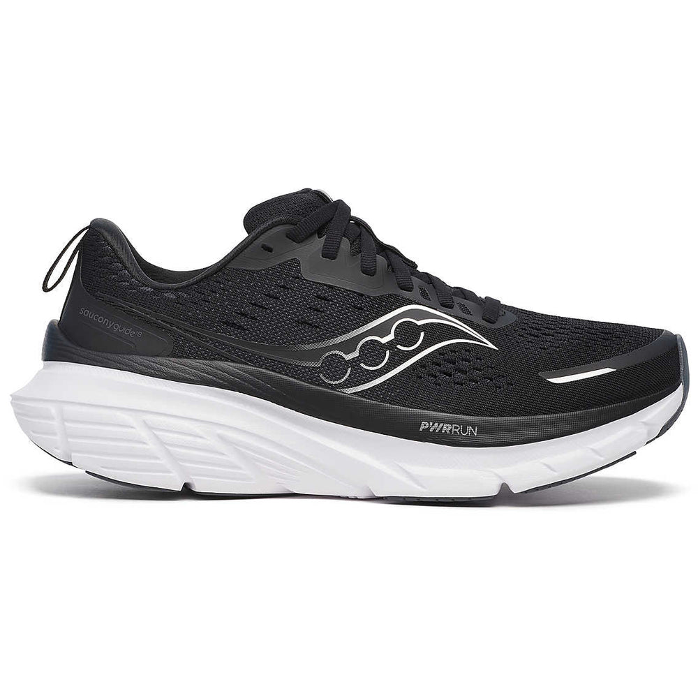Saucony Women's Guide 18 Running Shoes Black / White - achilles heel