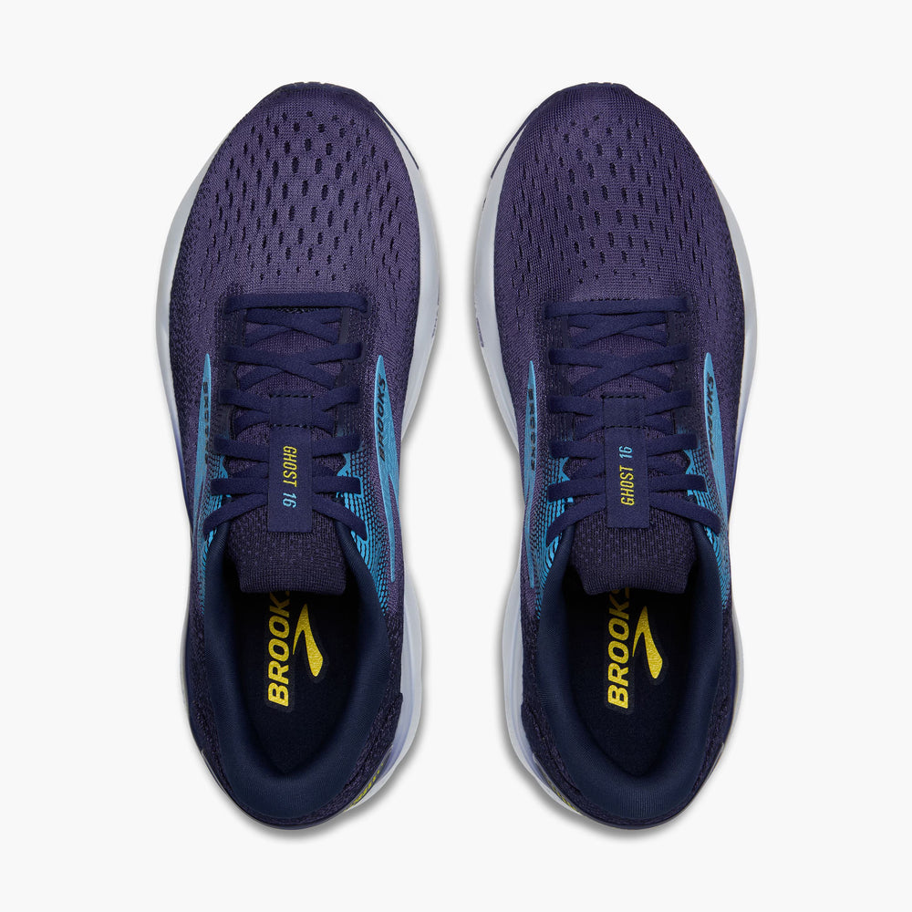 Brooks Men's Ghost 16 Running Shoes Blue / Bonnie Blue / Yellow - achilles heel
