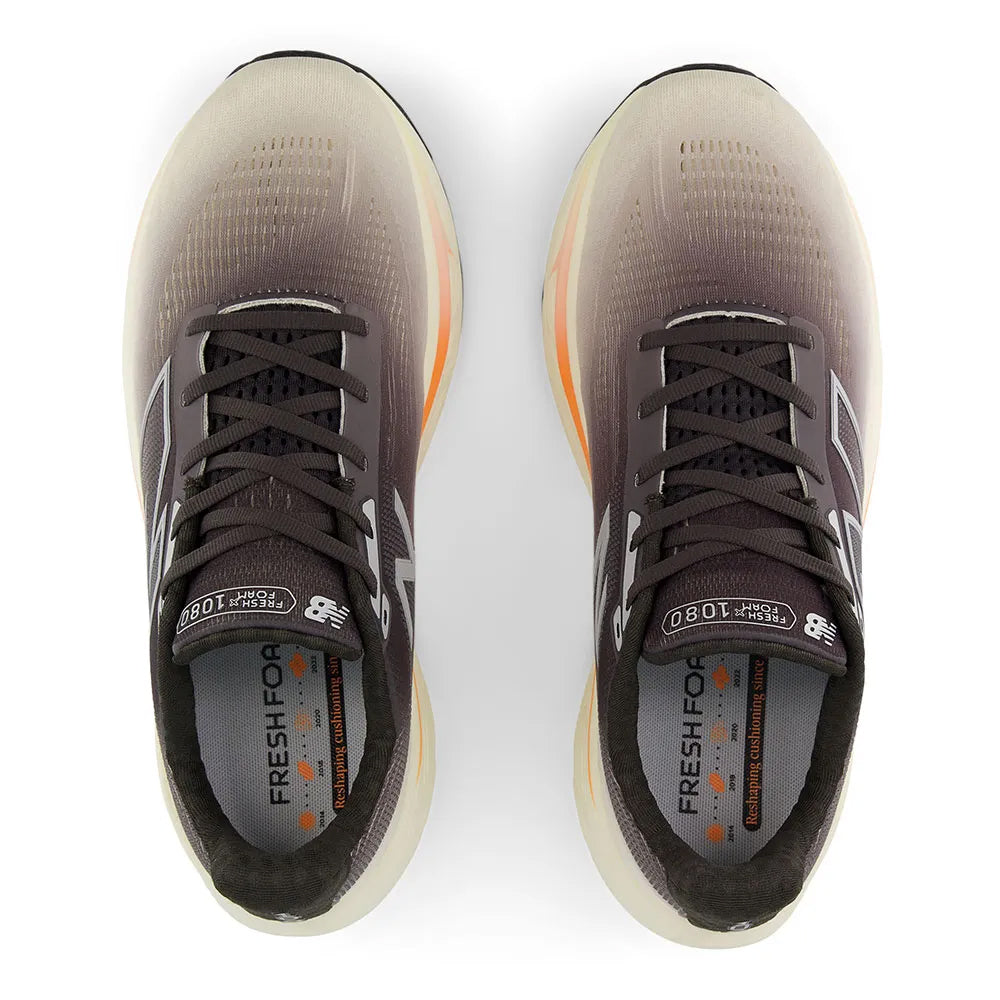 New Balance Men's 1080v14 Running Shoes Black Cement / Angora / Hot Mango - achilles heel