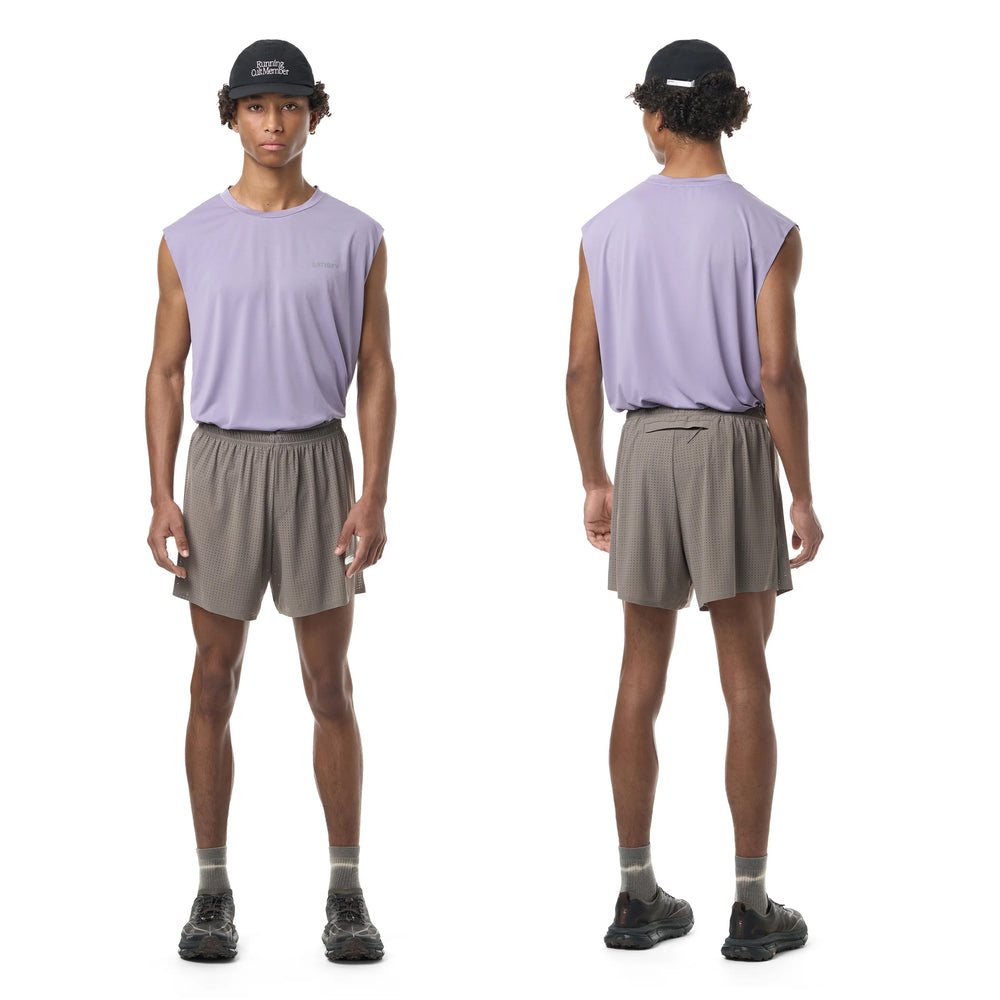 Satisfy Space‑O 5 Inch Distance Shorts Taupe - achilles heel