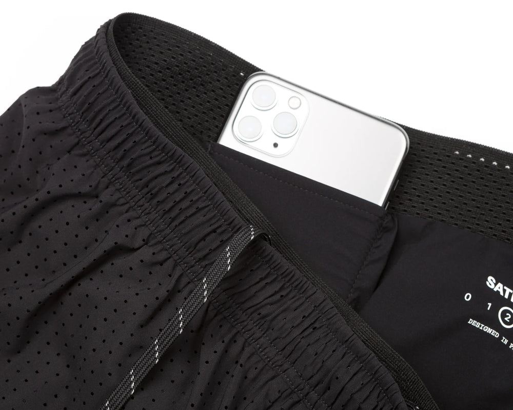 Satisfy Space‑O 2.5 Inch Distance Shorts Black v2 - achilles heel