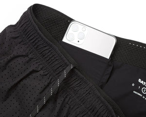 Satisfy Space‑O 2.5 Inch Distance Shorts Black v2 - achilles heel