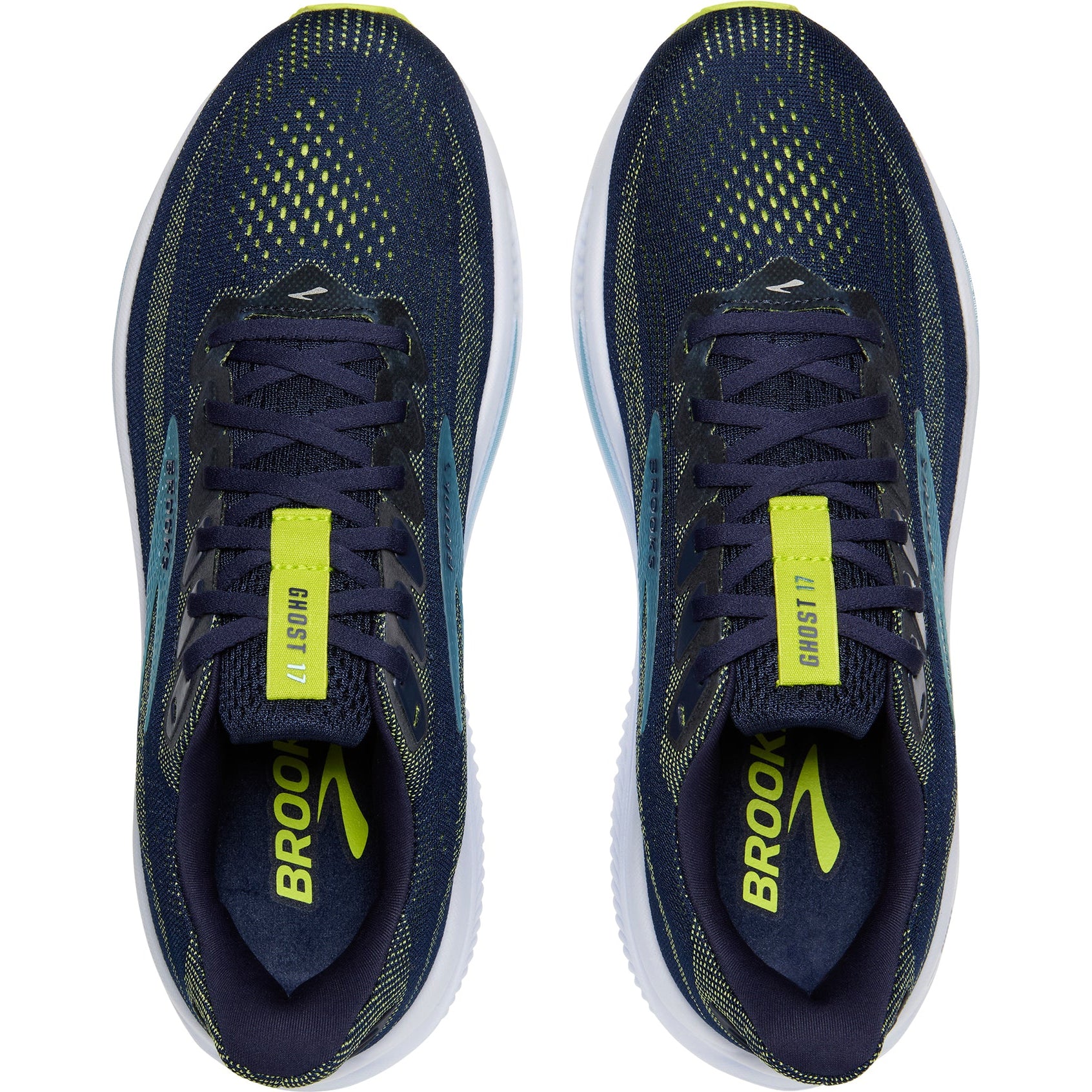 Men's Ghost 17 Wide Fit Running Shoes Peacoat / Lime / Blue - Achilles Heel