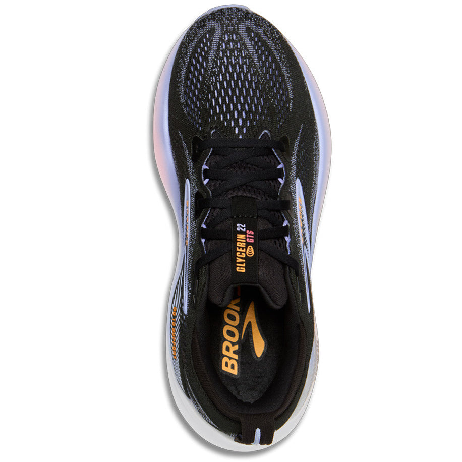 Women's Glycerin GTS 22 Running Shoes Black / Blue Heron / Orange - Achilles Heel