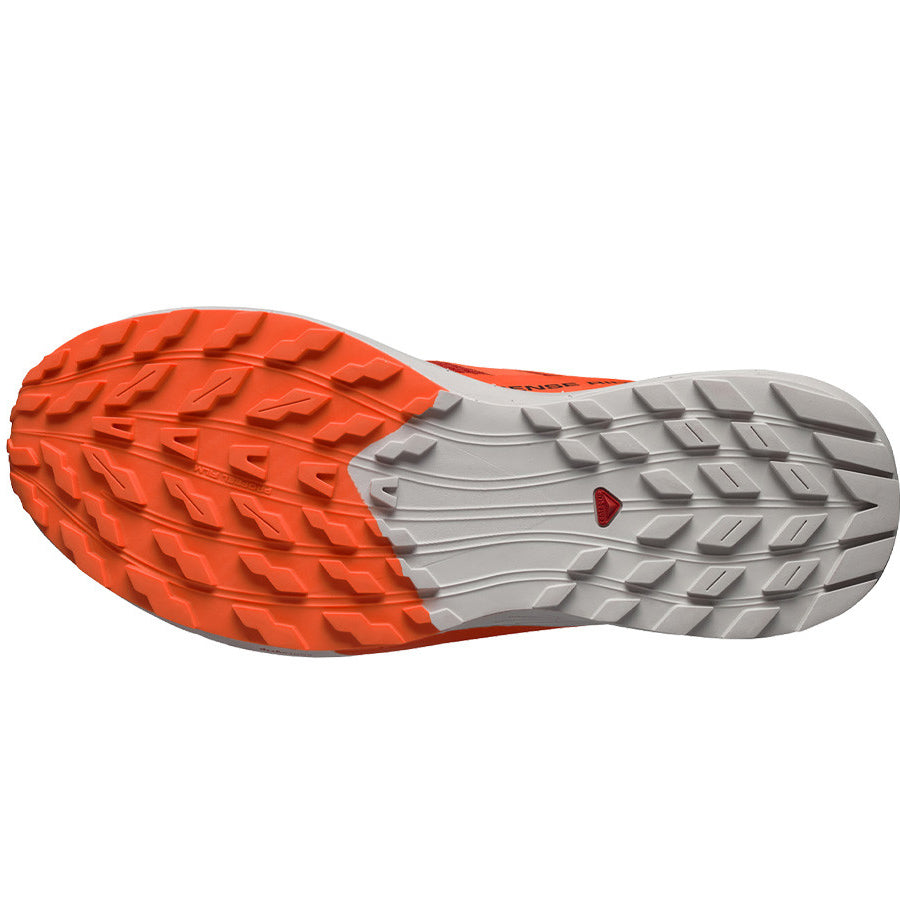 Salomon Men's Sense Ride 5 Trail Running Shoes Lunar Rock / Shocking Orange / Fiery Red - achilles heel