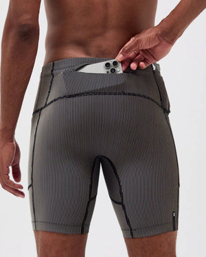 Bandit Men's Striped Cadence Next Gen 7 Pocket Half Tights Black / Chalk - achilles heel