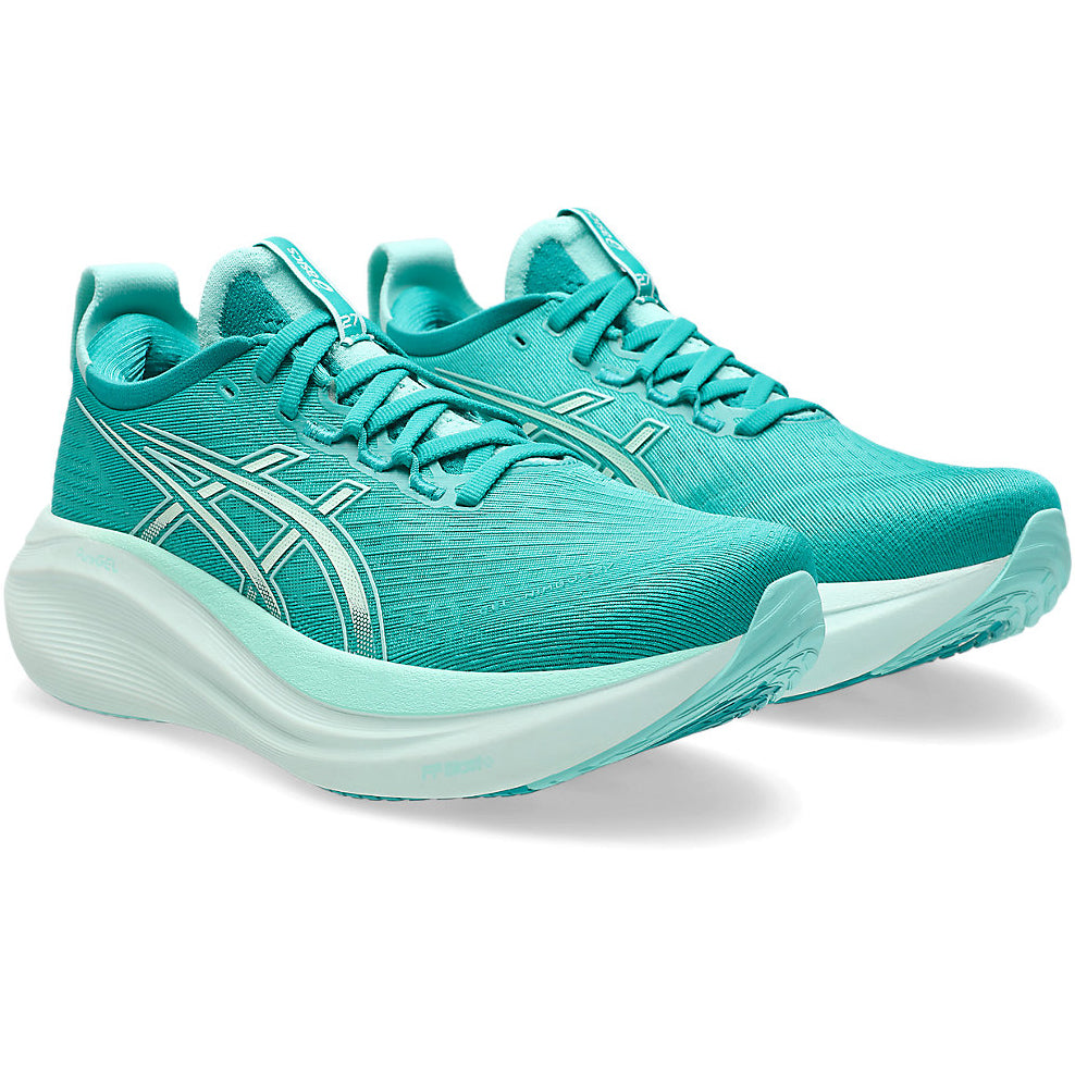 Asics Women's Gel-Nimbus 27 Running Shoes Wave Teal / Illuminate Mint - achilles heel