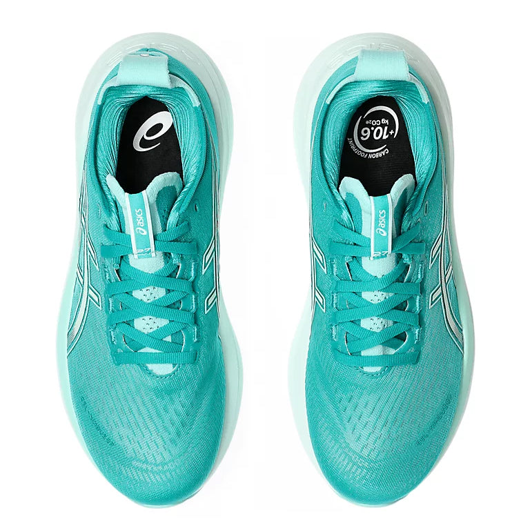 Asics Women's Gel-Nimbus 27 Running Shoes Wave Teal / Illuminate Mint - achilles heel