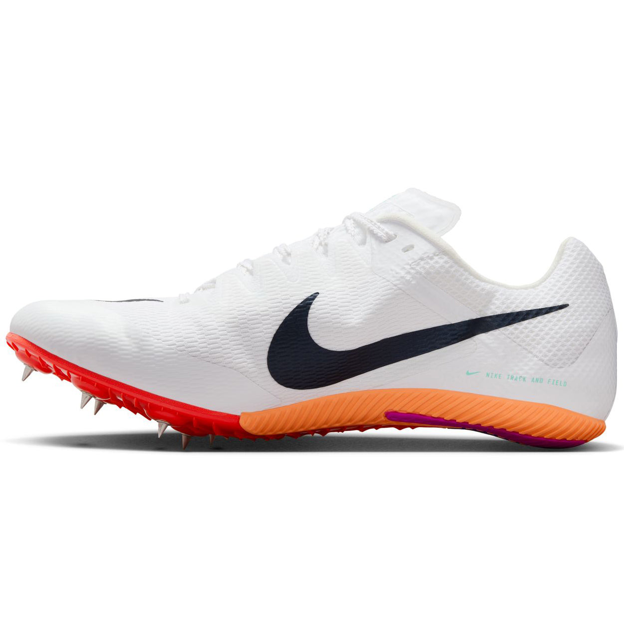 Zoom Rival Sprint Running Spikes White / Obsidian / Bright Crimson / Hyper Turquoise - Achilles Heel