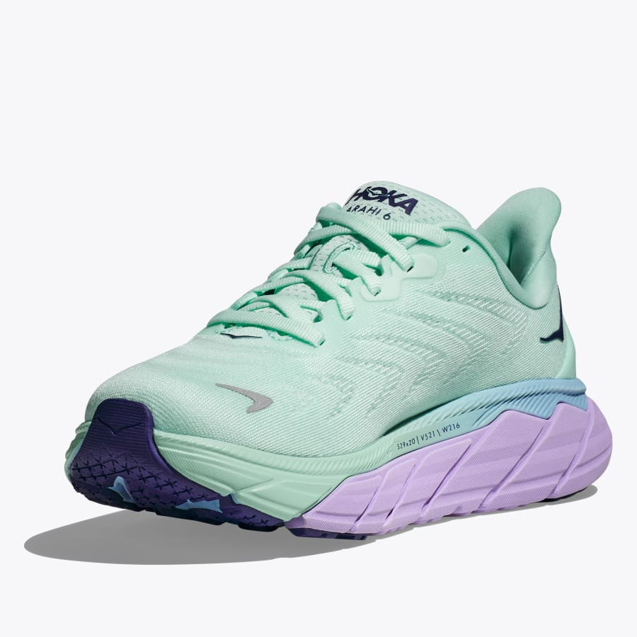 Hoka Women's Arahi 6 Wide Fit Running Shoes Sunlit Ocean / Lilac Mist - achilles heel