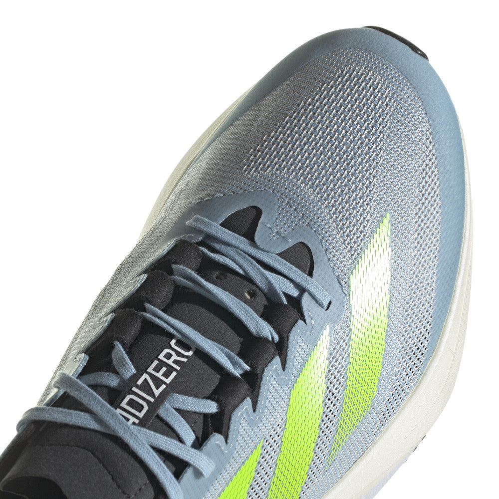 adidas Men's Adizero Boston 12 Running Shoes Wonder Blue / Lucid Lemon / Carbon - achilles heel