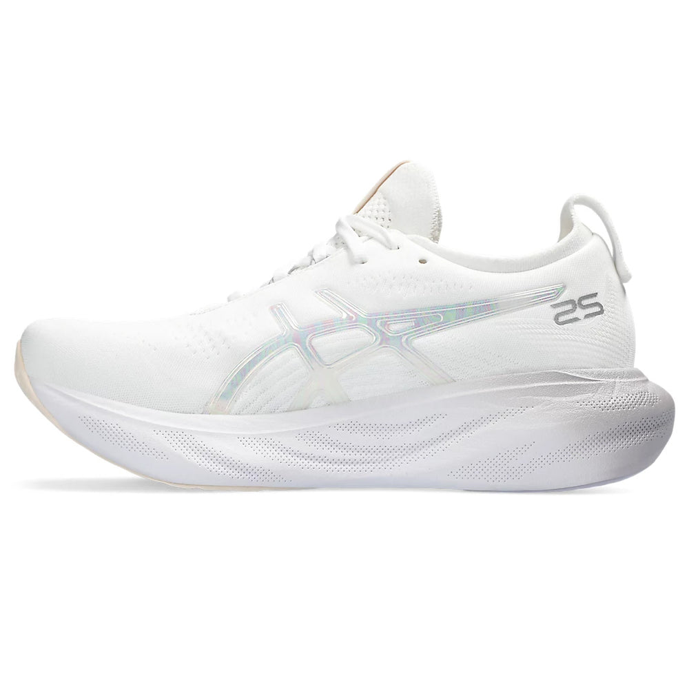 Asics Women's Gel-Nimbus 25 Anniversary Running Shoes White / Rose Dust - achilles heel