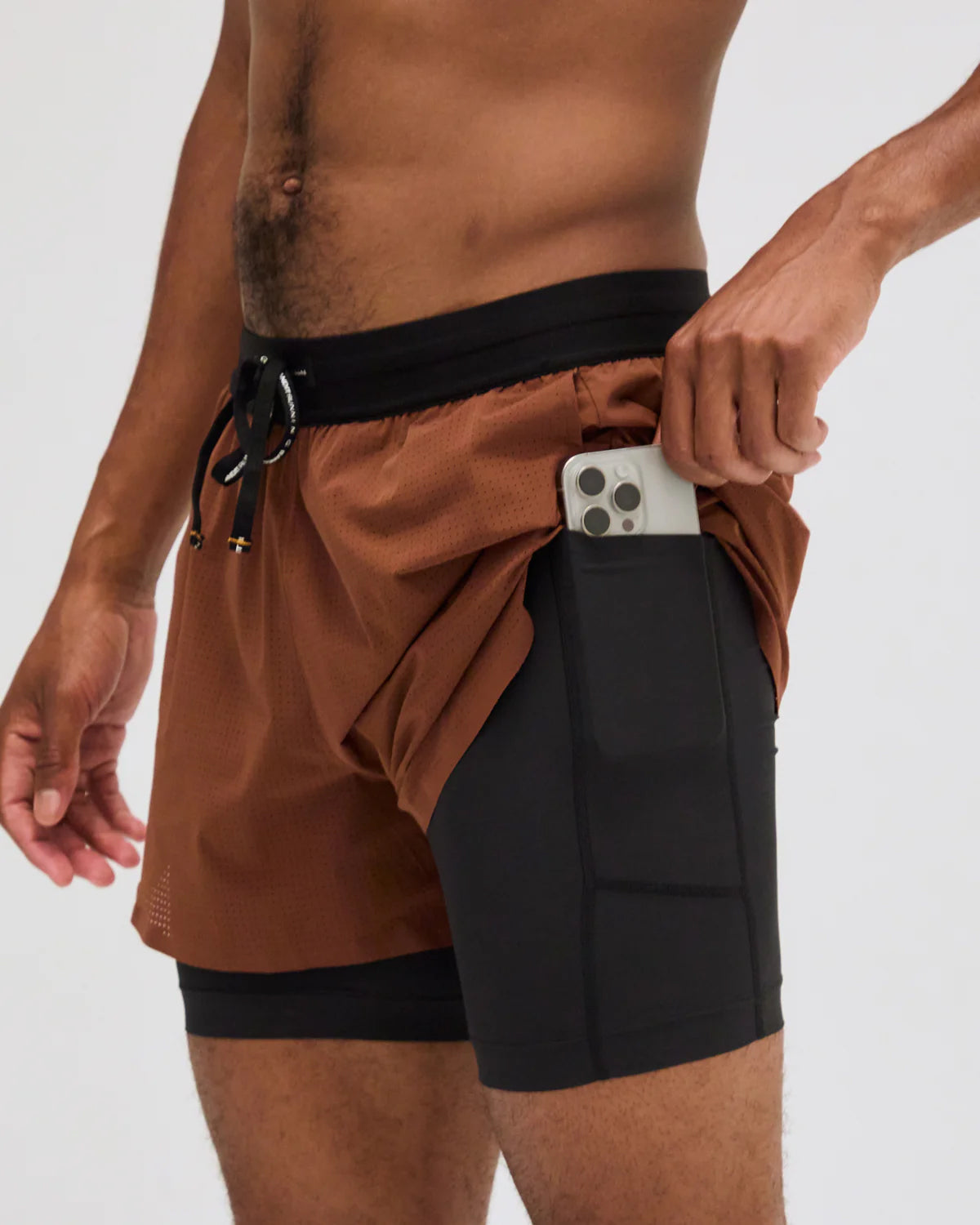 Men's Vento 2-in-1 Shorts Coffee Bean - Achilles Heel