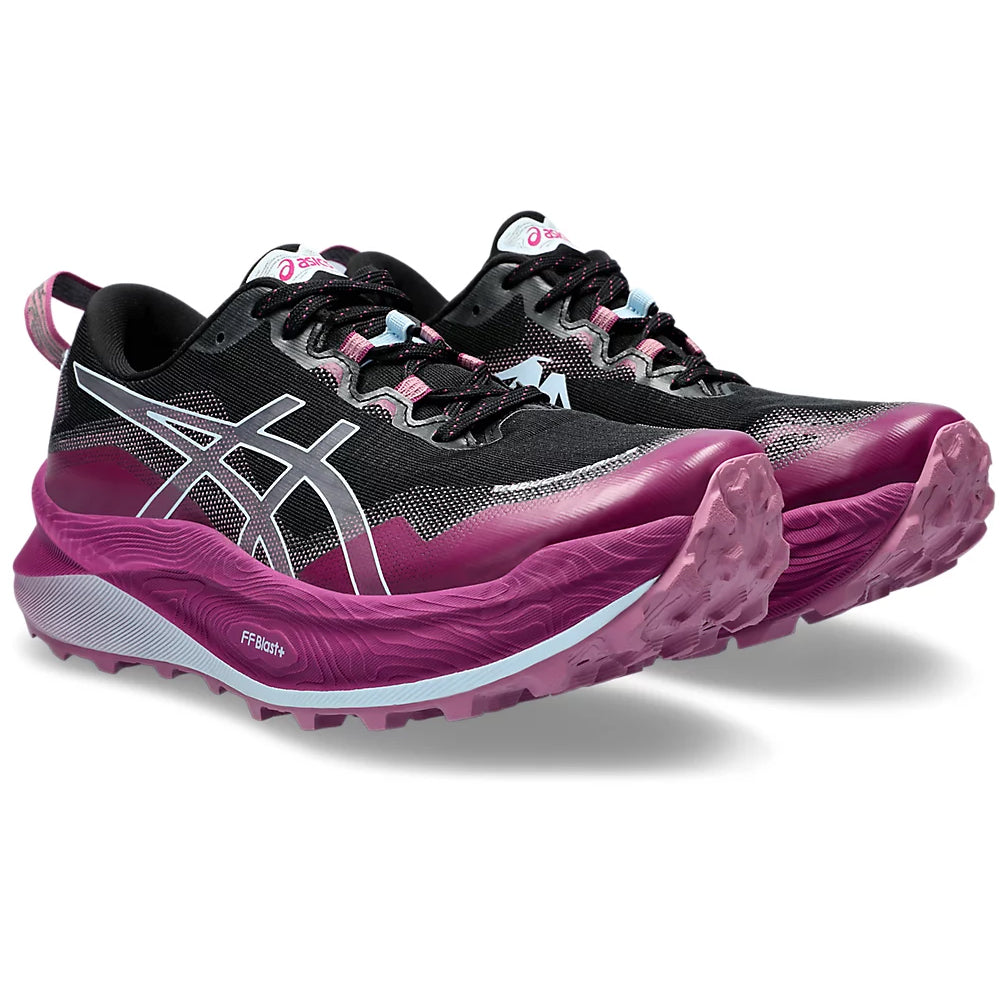 Asics Women's Trabuco Max 3 Trail Running Shoes Black / Light Blue - Achilles Heel
