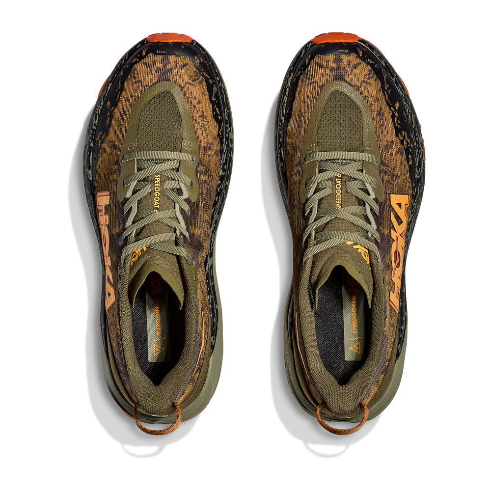 Hoka Men's Speedgoat 6 Wide Fit Trail Running Shoes Antique Olive / Squash - achilles heel