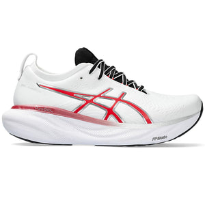 Asics Men's Gel-Nimbus 25 Anniversary Running Shoes White / Classic Red - achilles heel