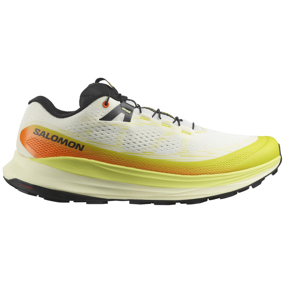 Salomon Men's Ultra Glide 2 Trail Running Shoes Vanilla Ice / Sulphur Spring / Dragon Fire - achilles heel