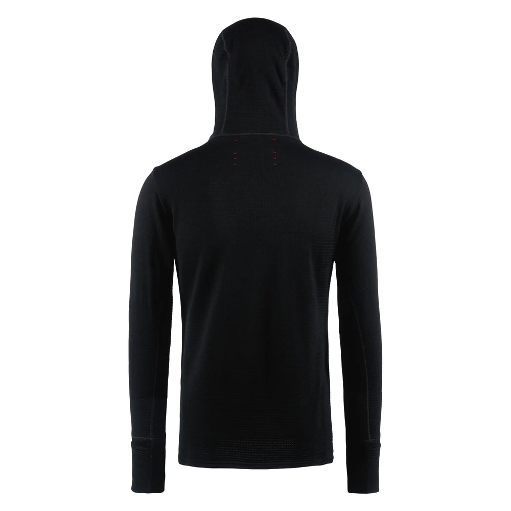District Vision Men's Hooded Merino Grid Fleece Black - achilles heel