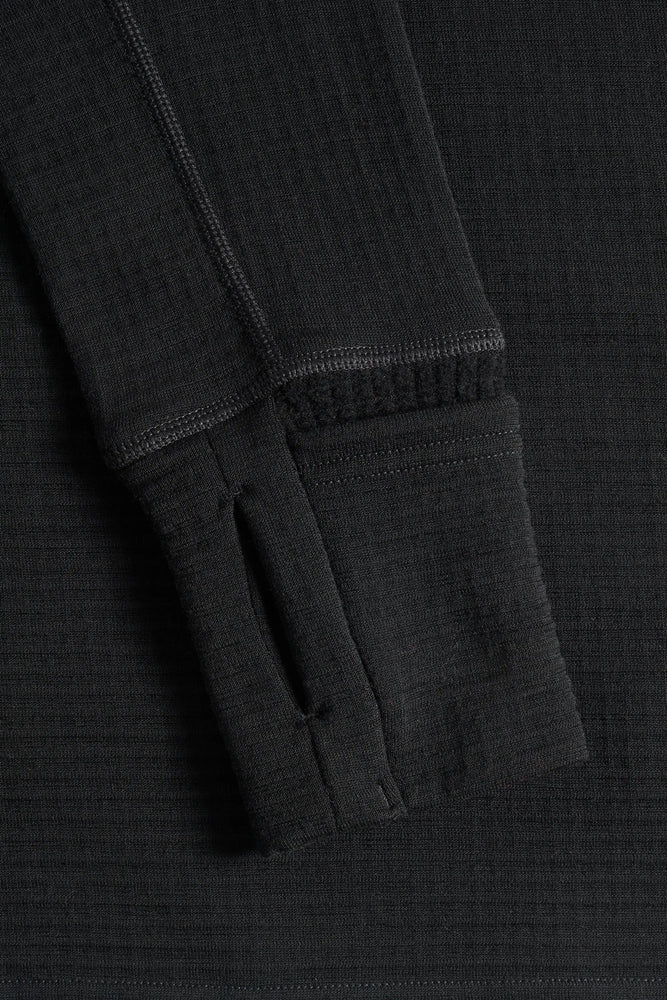 District Vision Men's Hooded Merino Grid Fleece Black - achilles heel
