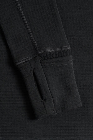 District Vision Men's Hooded Merino Grid Fleece Black - achilles heel