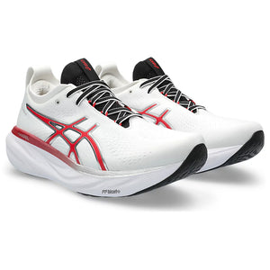 Asics Men's Gel-Nimbus 25 Anniversary Running Shoes White / Classic Red - achilles heel