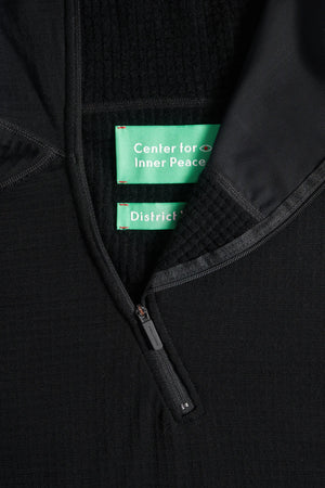 District Vision Men's Hooded Merino Grid Fleece Black - achilles heel