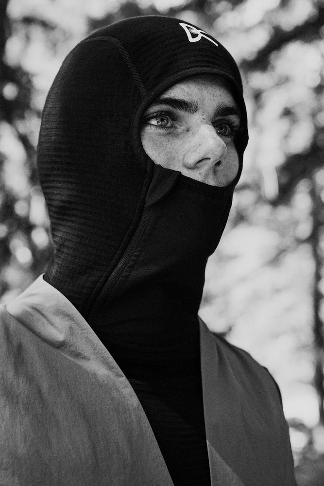 District Vision Men's Hooded Merino Grid Fleece Black - achilles heel