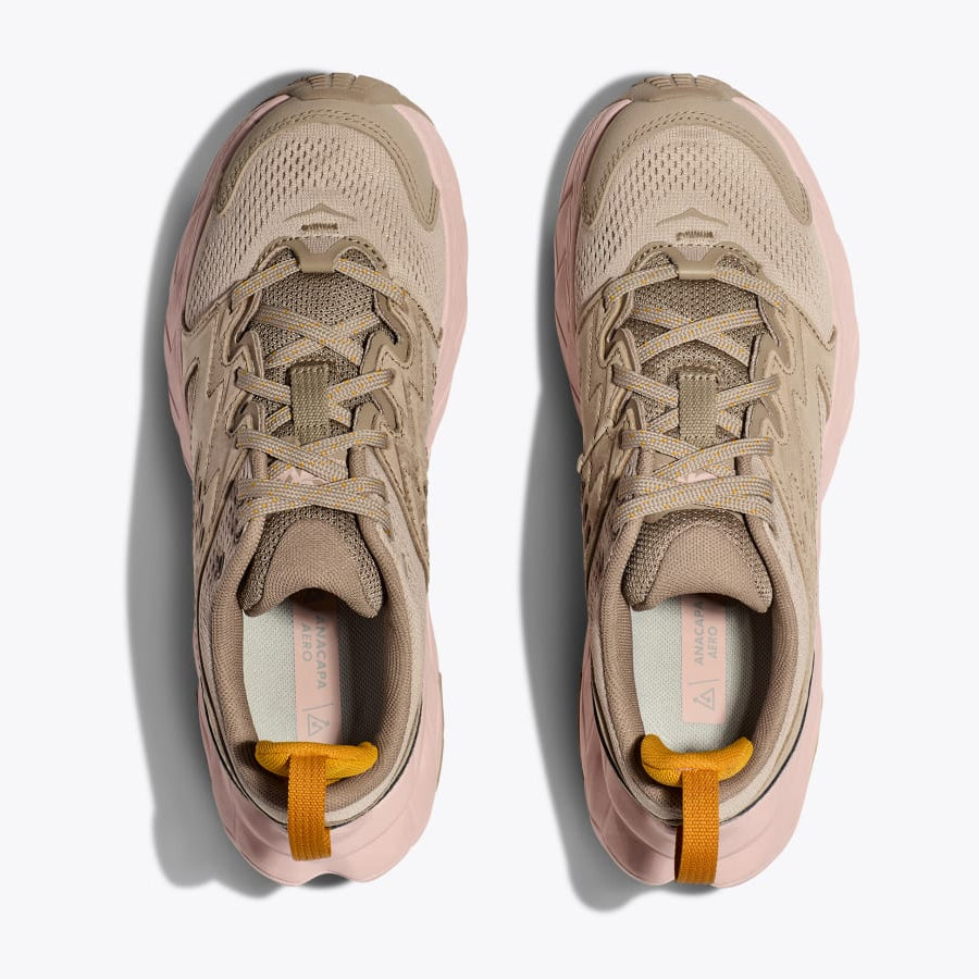 Hoka Women's Anacapa Breeze Low Walking Shoes Oxford Tan / Peach Whip - achilles heel