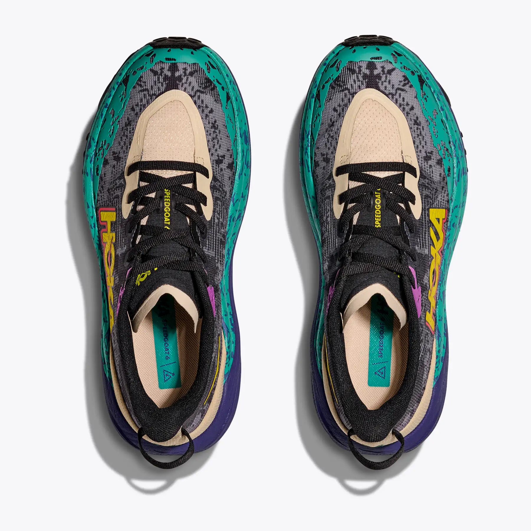Hoka Women's Speedgoat 6 Trail Running Oatmeal / Mountain Iris - Achilles Heel