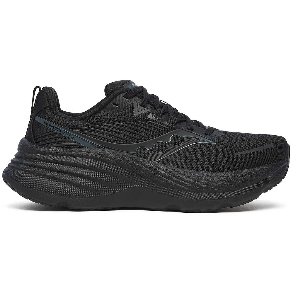 Saucony Women's Hurricane 24 Running Shoes Black / Black - achilles heel