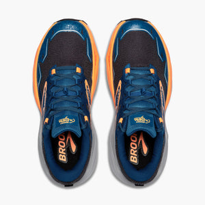 Brooks Men's Caldera 7 Trail Running Shoes Ebony / Blue Sapphire / Orange - achilles heel