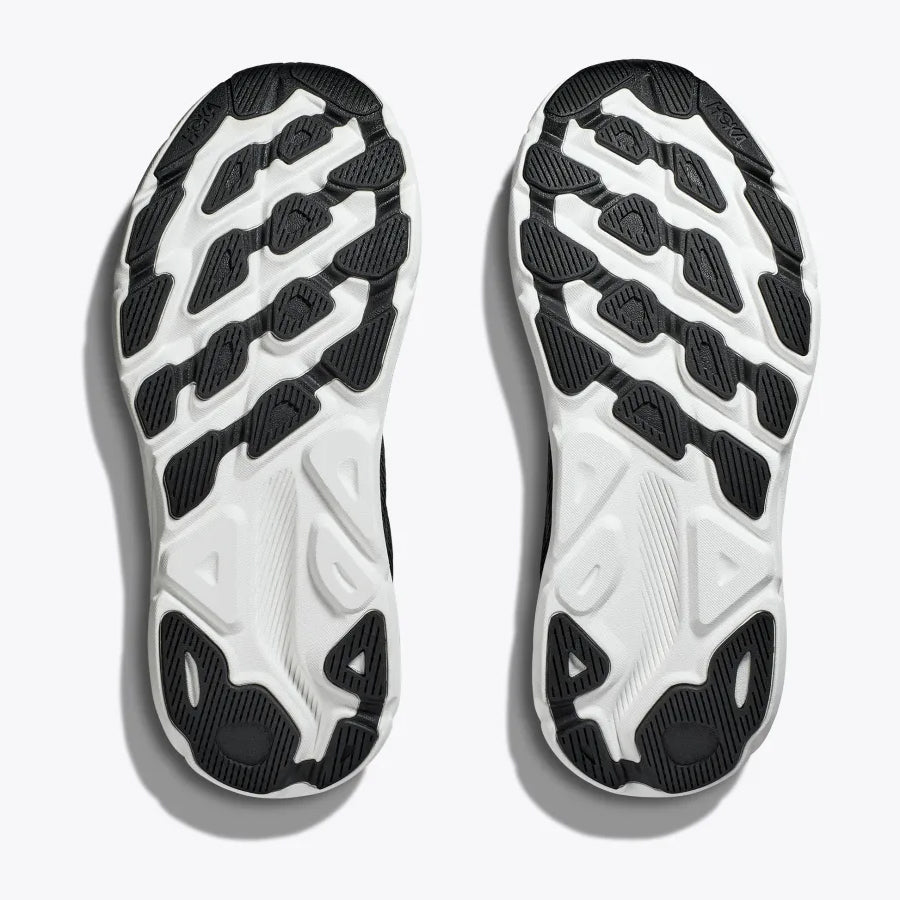 Hoka Women's Clifton 9 Running Shoes Black / White - achilles heel