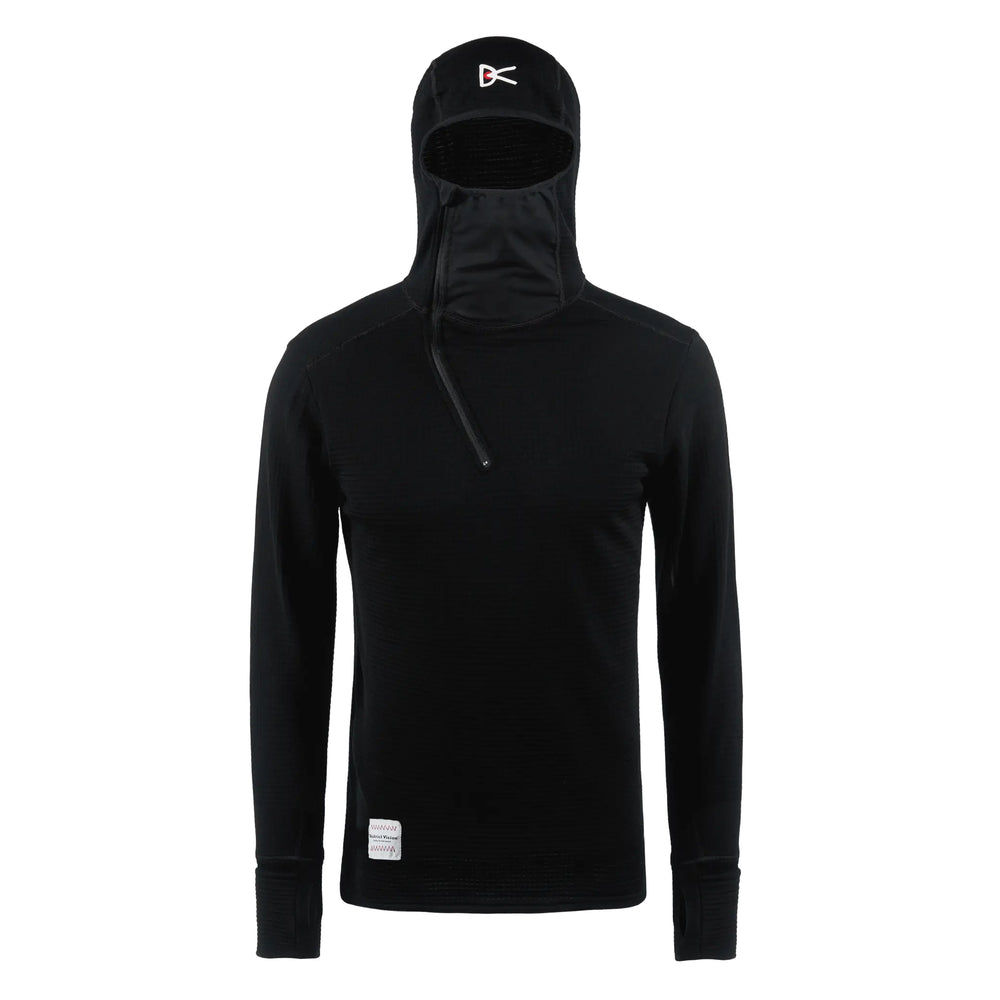 District Vision Men's Hooded Merino Grid Fleece Black - achilles heel