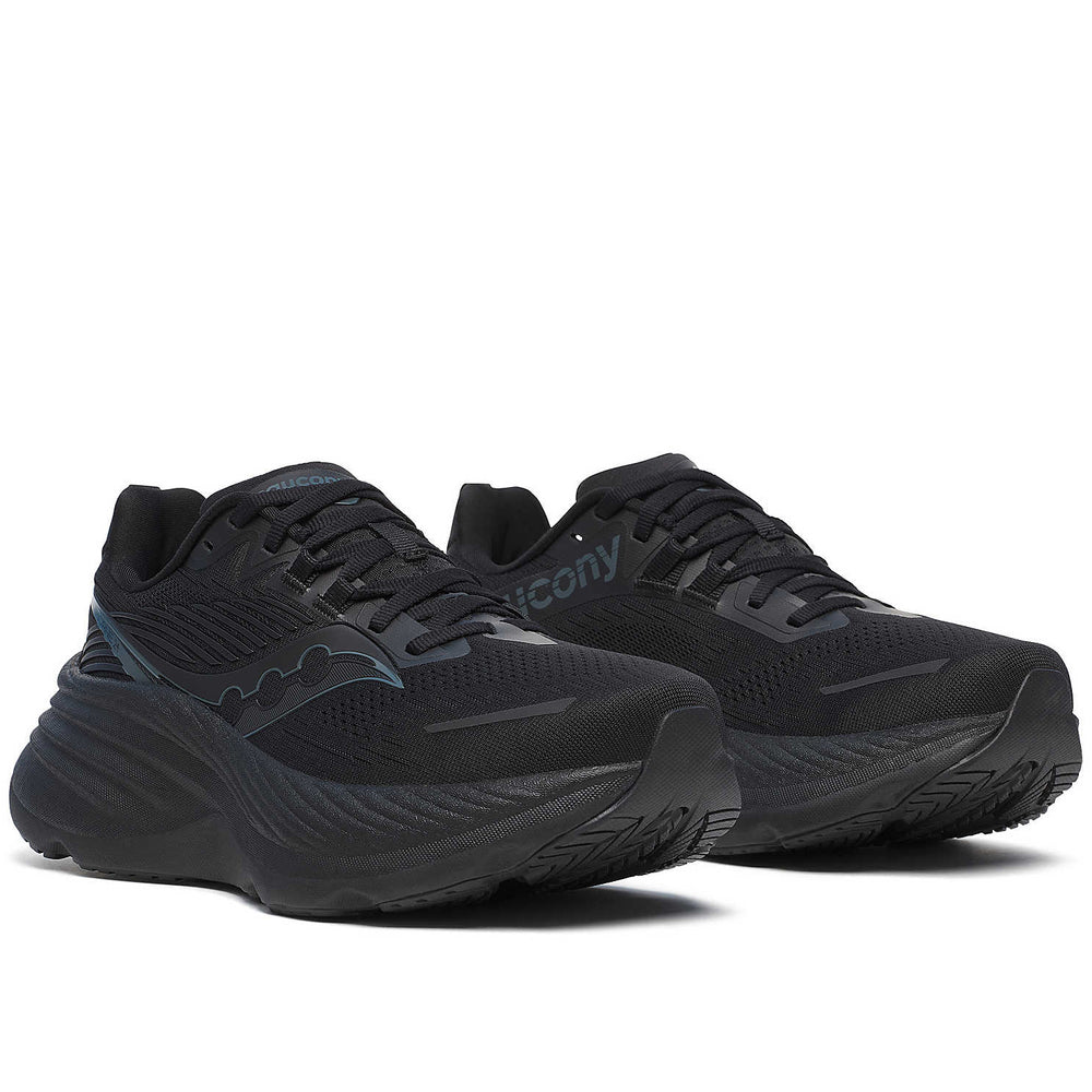 Saucony Women's Hurricane 24 Running Shoes Black / Black - achilles heel
