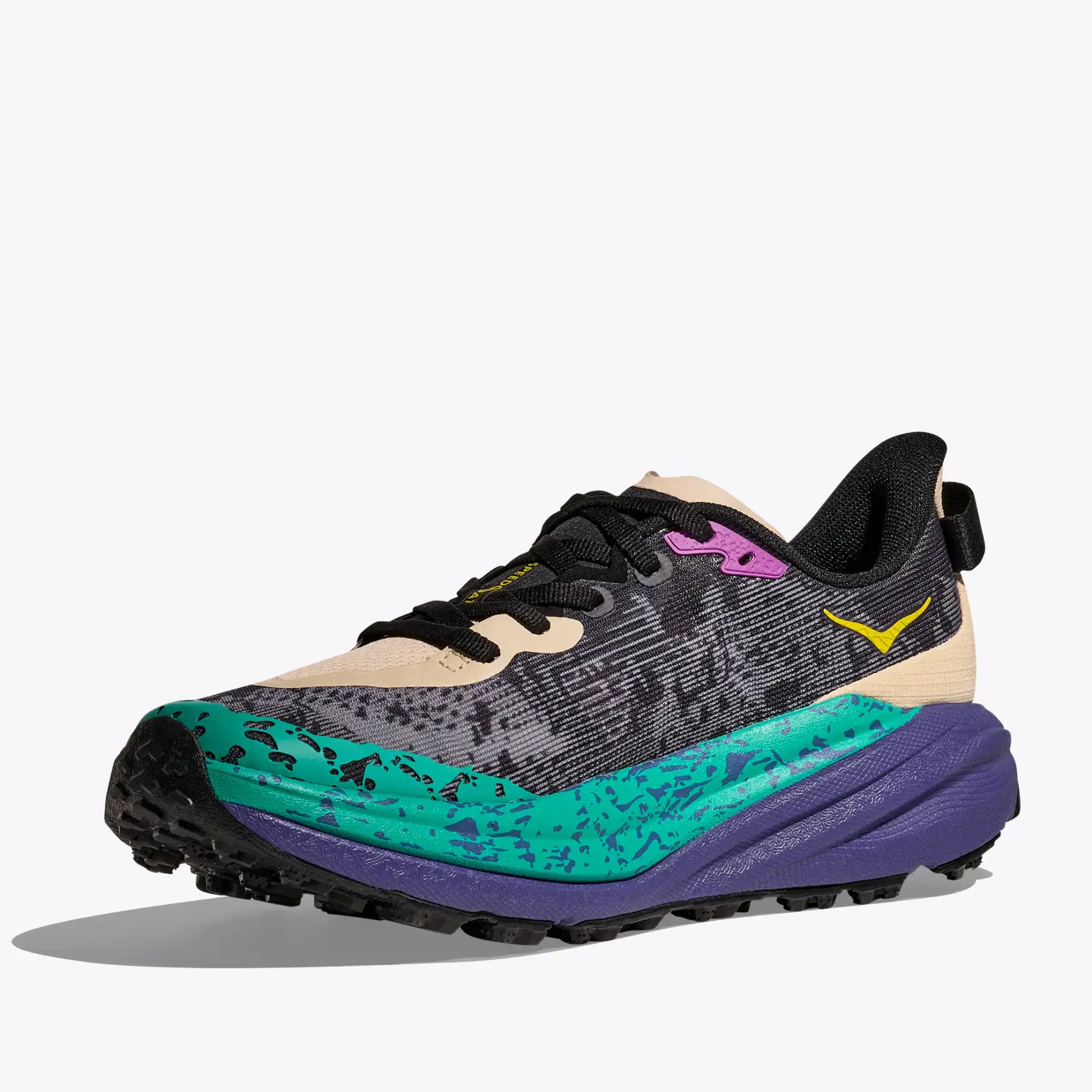 Hoka Women's Speedgoat 6 Trail Running Oatmeal / Mountain Iris - Achilles Heel