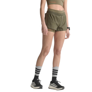 Women's Adi365 H.Koumori Running 2 in 1 Shorts Olive Strata - achilles heel