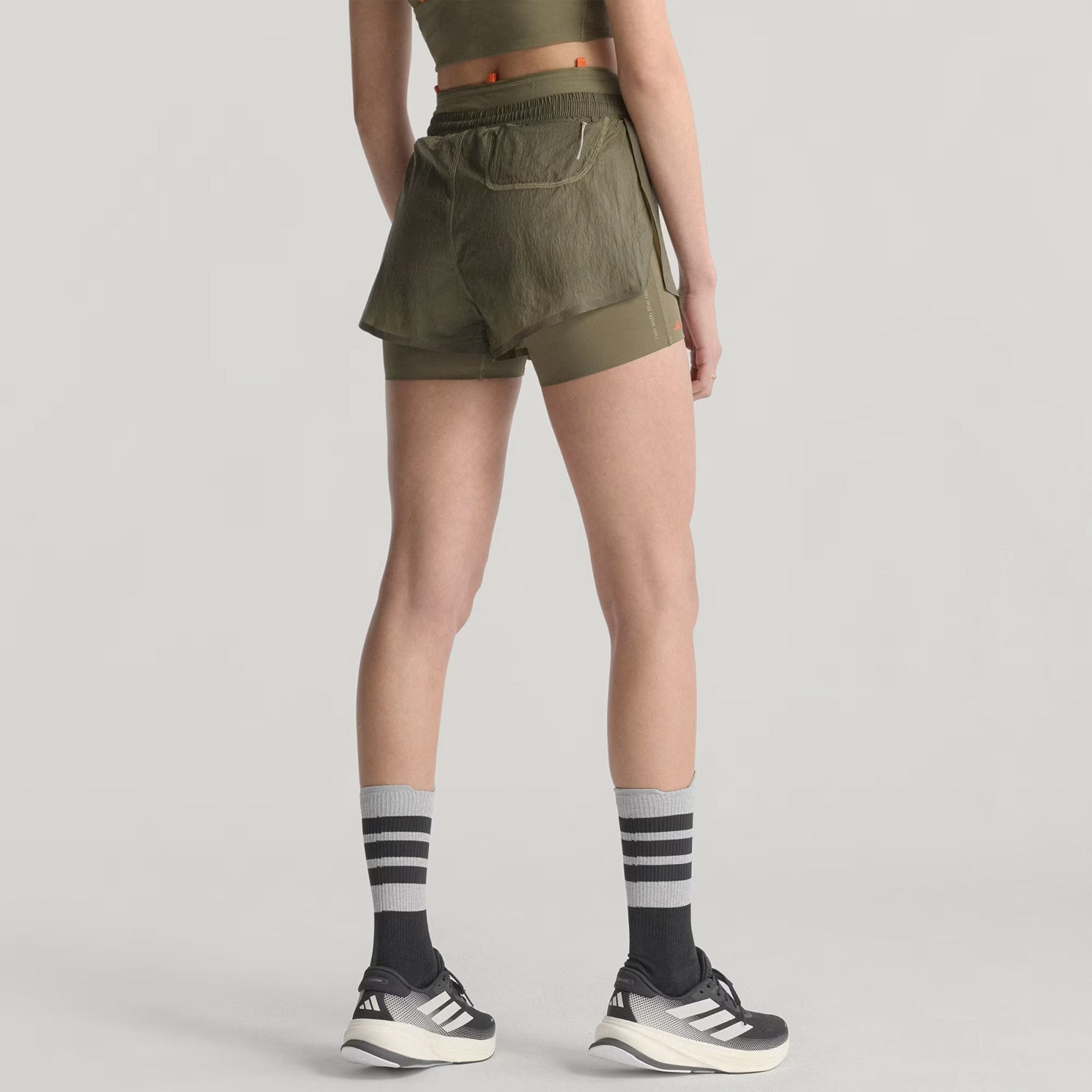 Women's Adi365 H.Koumori Running 2 in 1 Shorts Olive Strata - Achilles Heel