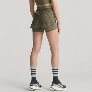 Women's Adi365 H.Koumori Running 2 in 1 Shorts Olive Strata - achilles heel