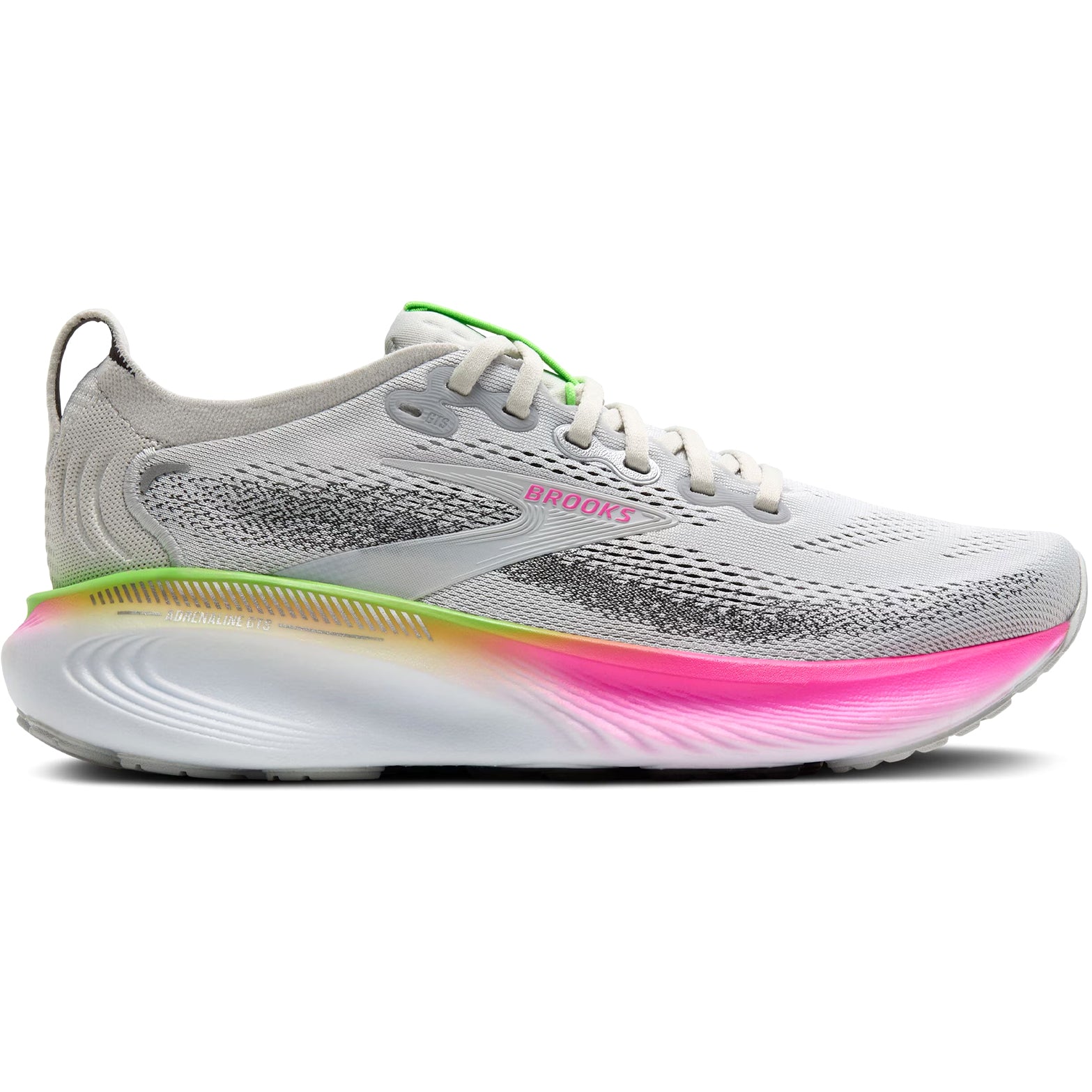 Women's Adrenaline GTS 25 Wide Fit Running Shoes Oyster / Pink / Green