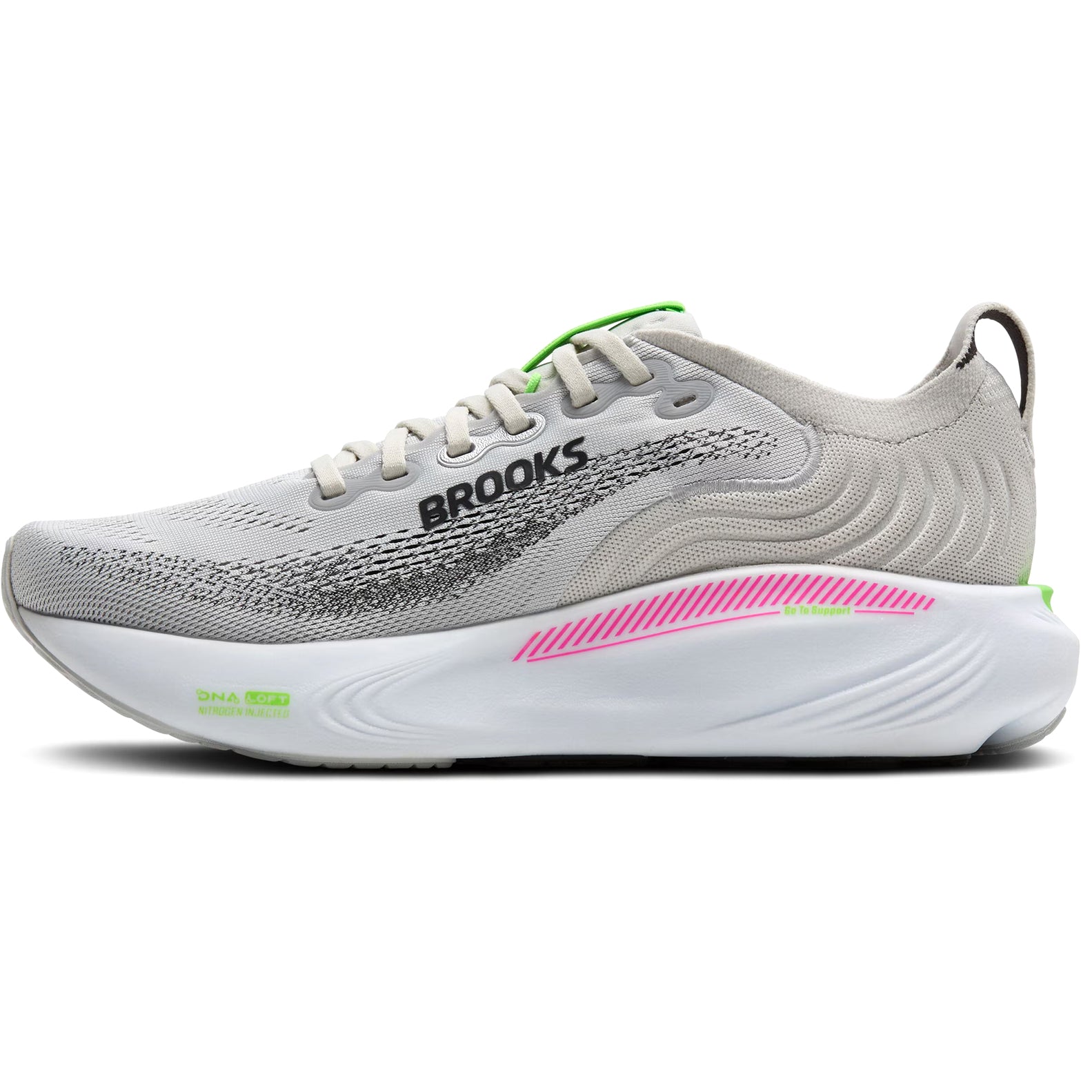 Women's Adrenaline GTS 25 Wide Fit Running Shoes Oyster / Pink / Green