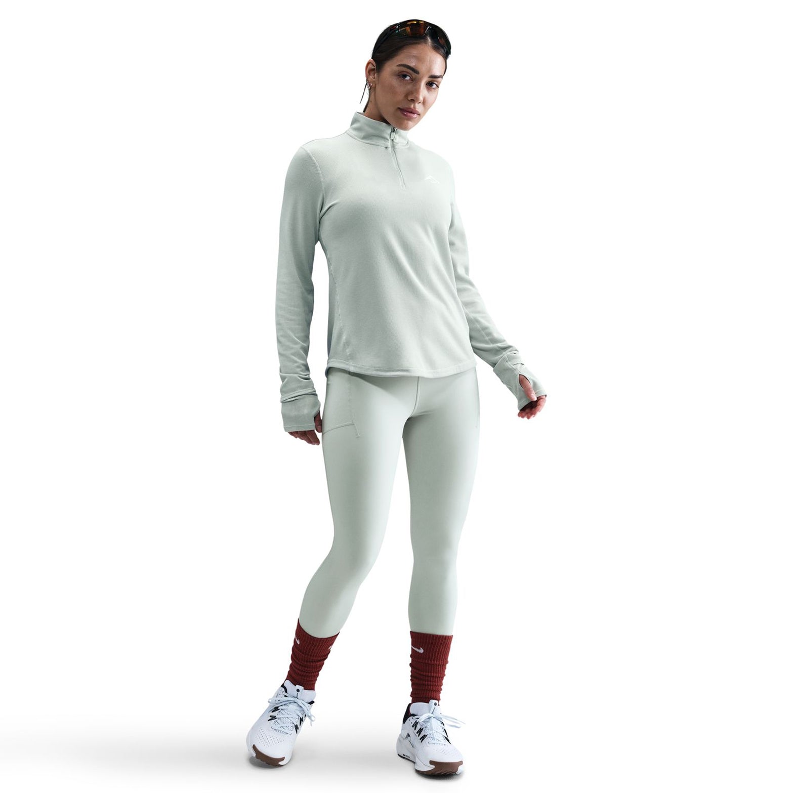 Women's Dri-FIT Trail 1/4 Zip Running Top Light Silver / Summit White - Achilles Heel