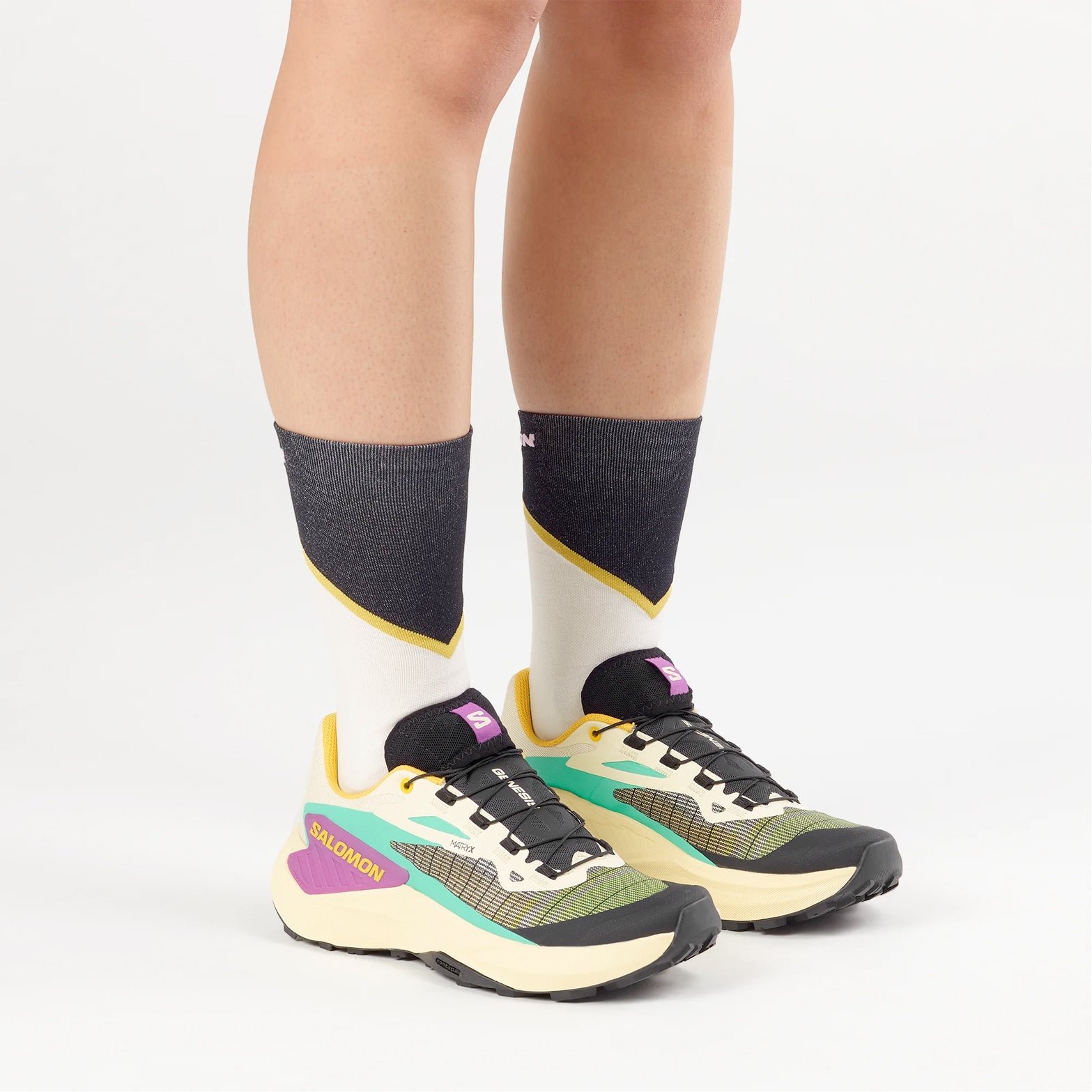 Women's Genesis Trail Running Shoes Transparent Yellow / Black / Willowherb - Achilles Heel
