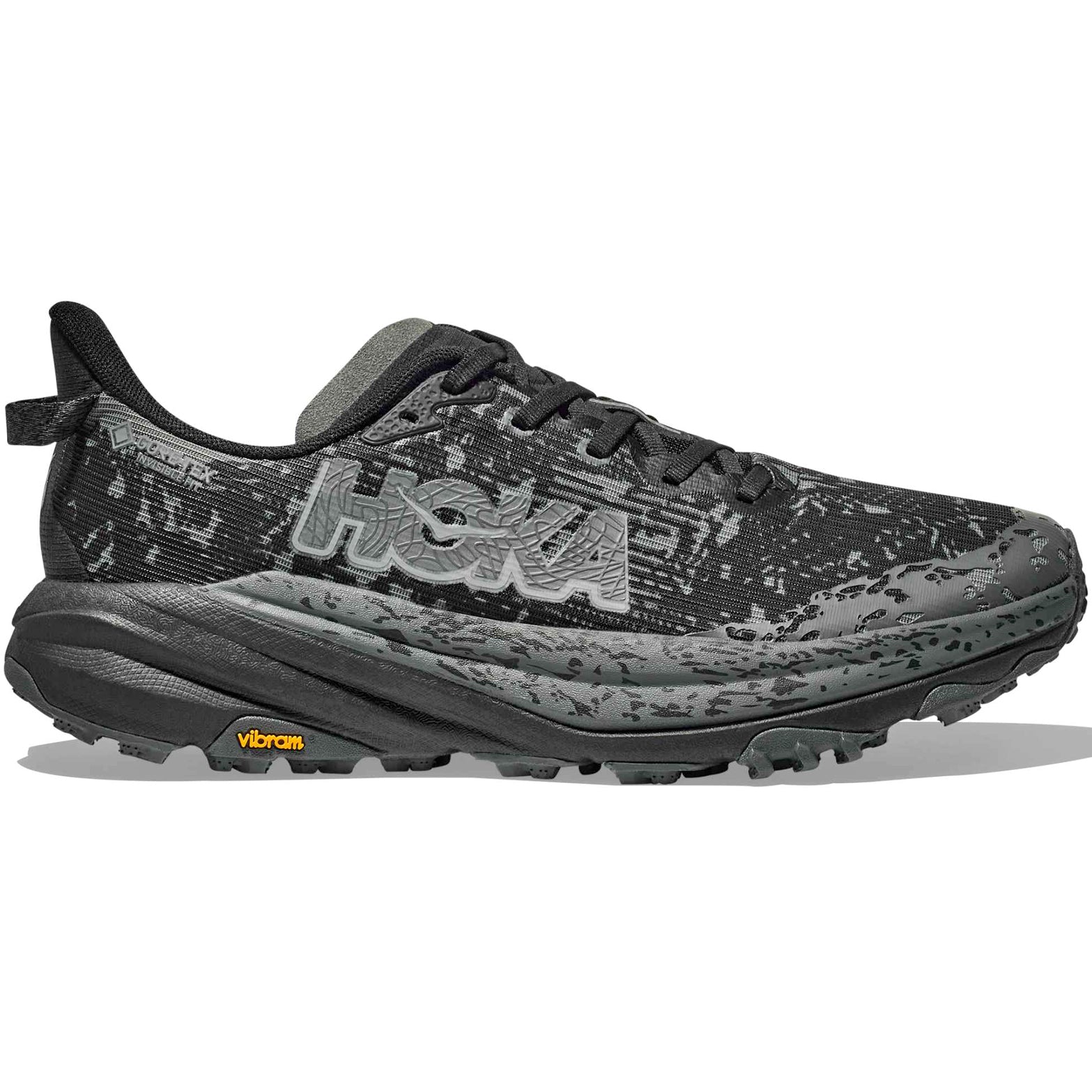 Women's Speedgoat 6 GORE-TEX Wide Fit Trail Running Shoes Black / Outer Orbit - Achilles Heel