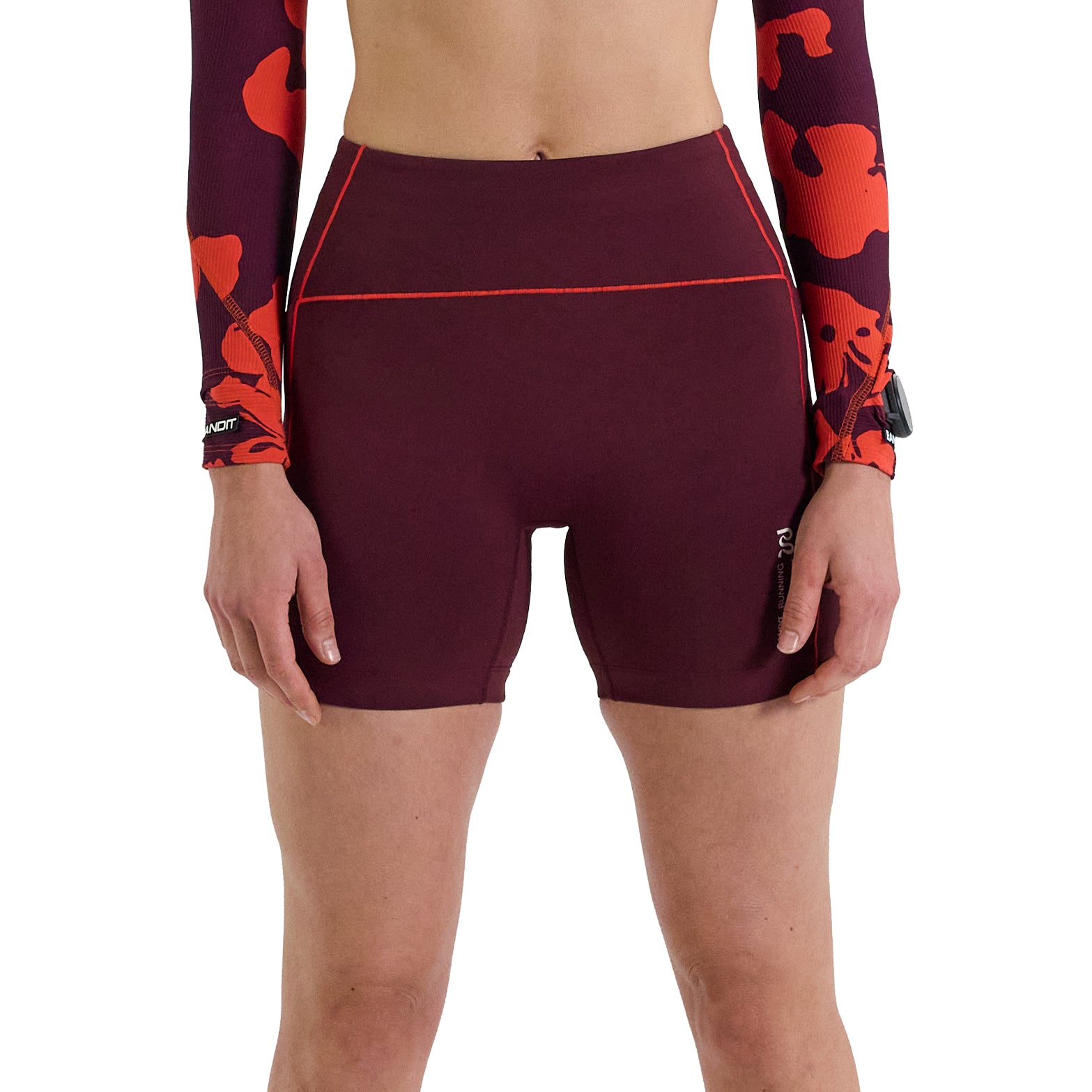 Women's Stamina 5 Inch Pop Stitch High Waist Compression Shorts Fig / Intense Red - Achilles Heel