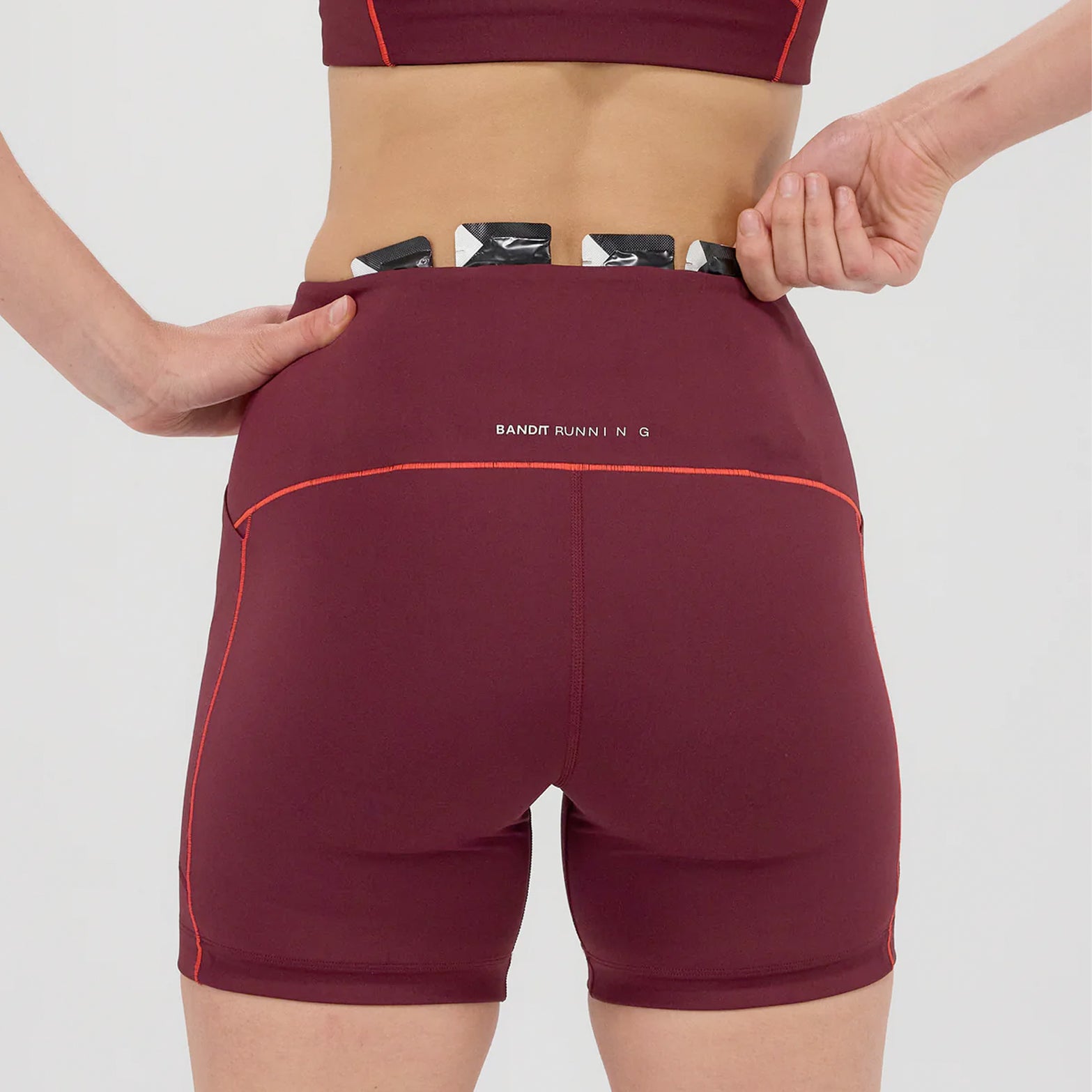 Women's Stamina 5 Inch Pop Stitch High Waist Compression Shorts Fig / Intense Red - Achilles Heel