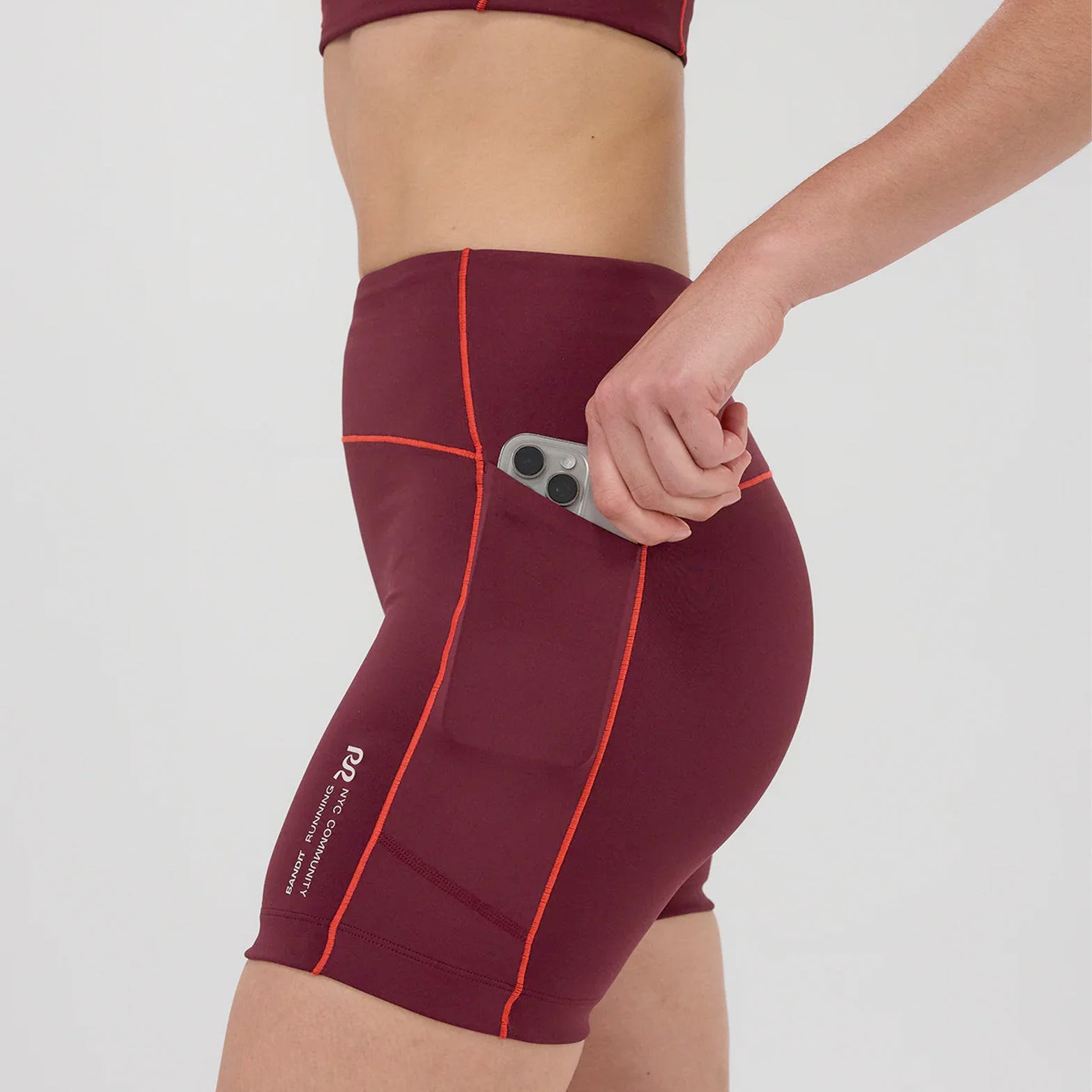 Women's Stamina 5 Inch Pop Stitch High Waist Compression Shorts Fig / Intense Red - Achilles Heel