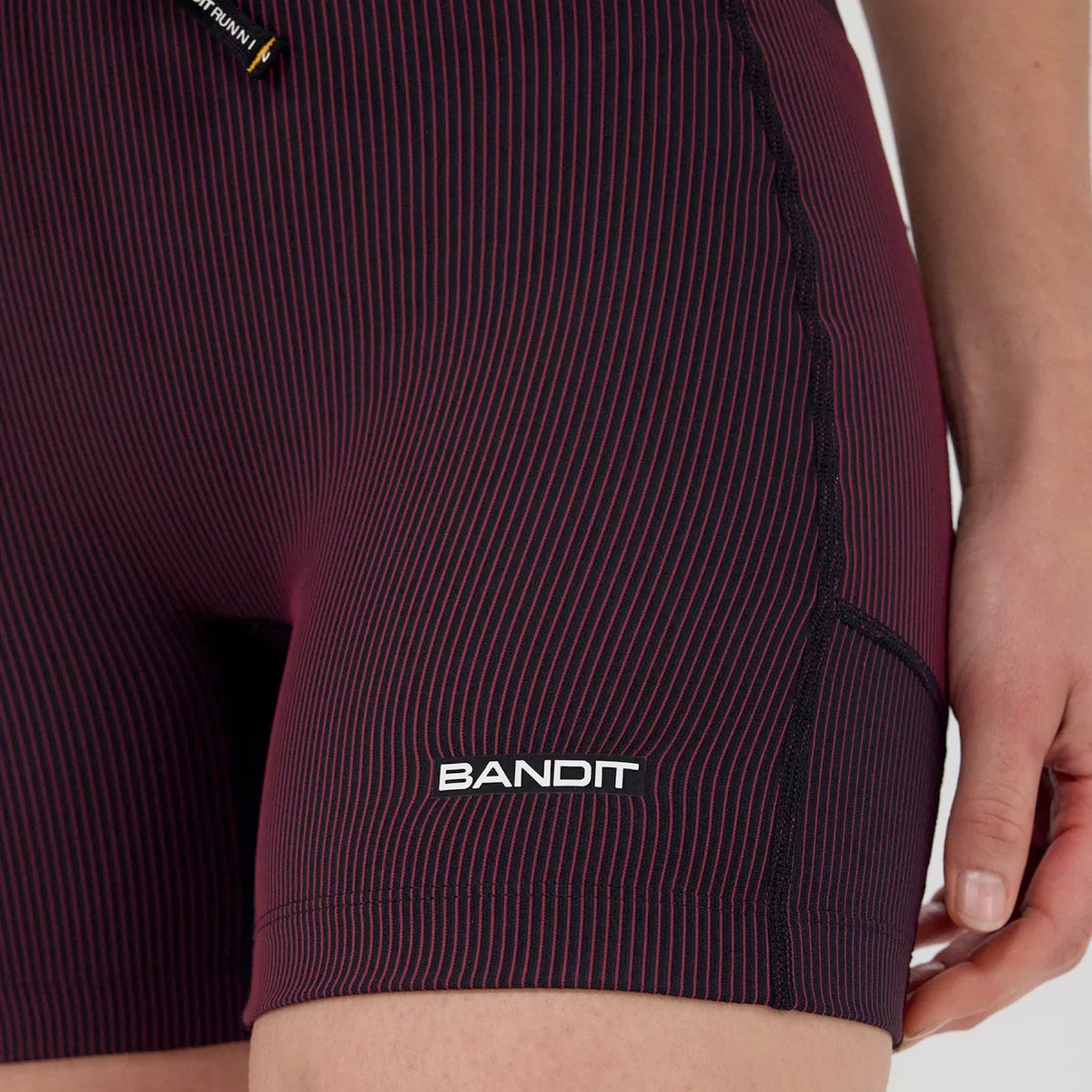 Women's Striped Cadence 5 Inch Compression Shorts Black / Fig - Achilles Heel