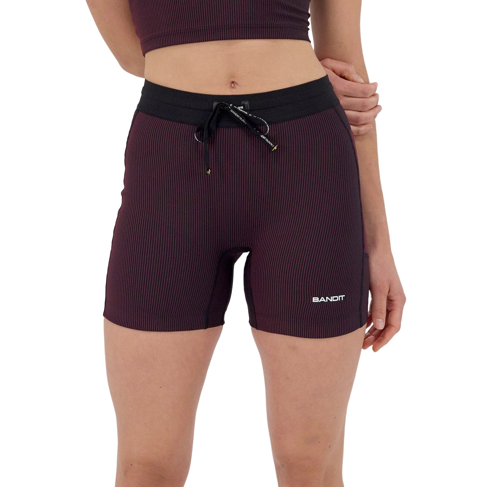 Women's Striped Cadence 5 Inch Compression Shorts Black / Fig - Achilles Heel